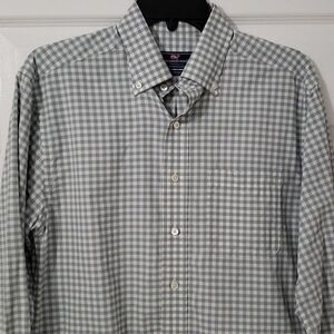 Vineyard Vines Performance Classic Murray Shirt. Grey & White. Men's Small